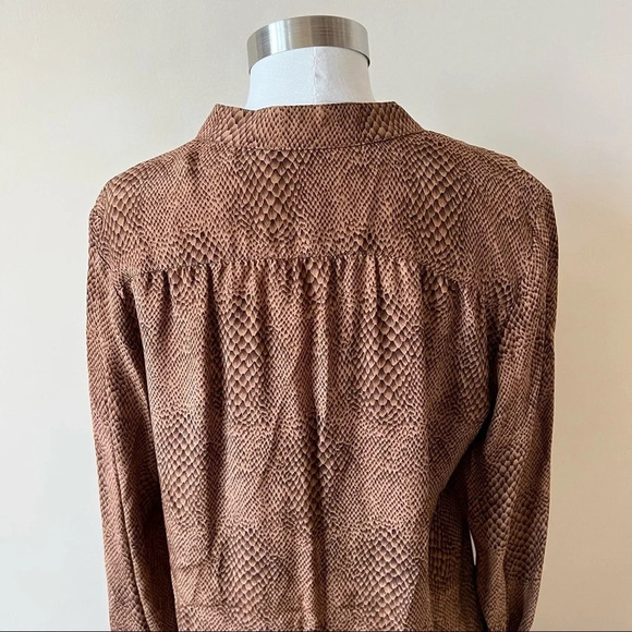 Britt Ryan snake patterned tie waist shirt dress brown 5157 - Picture 5 of 6